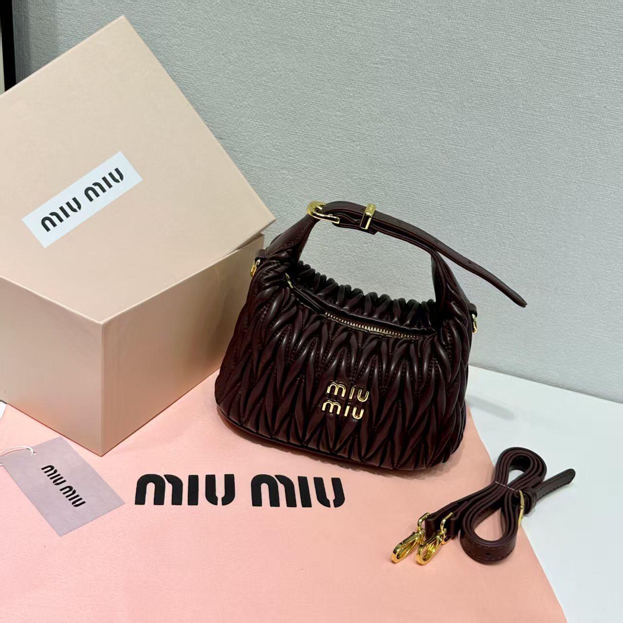 Miu Miu matelassé nappa leather hobo bag