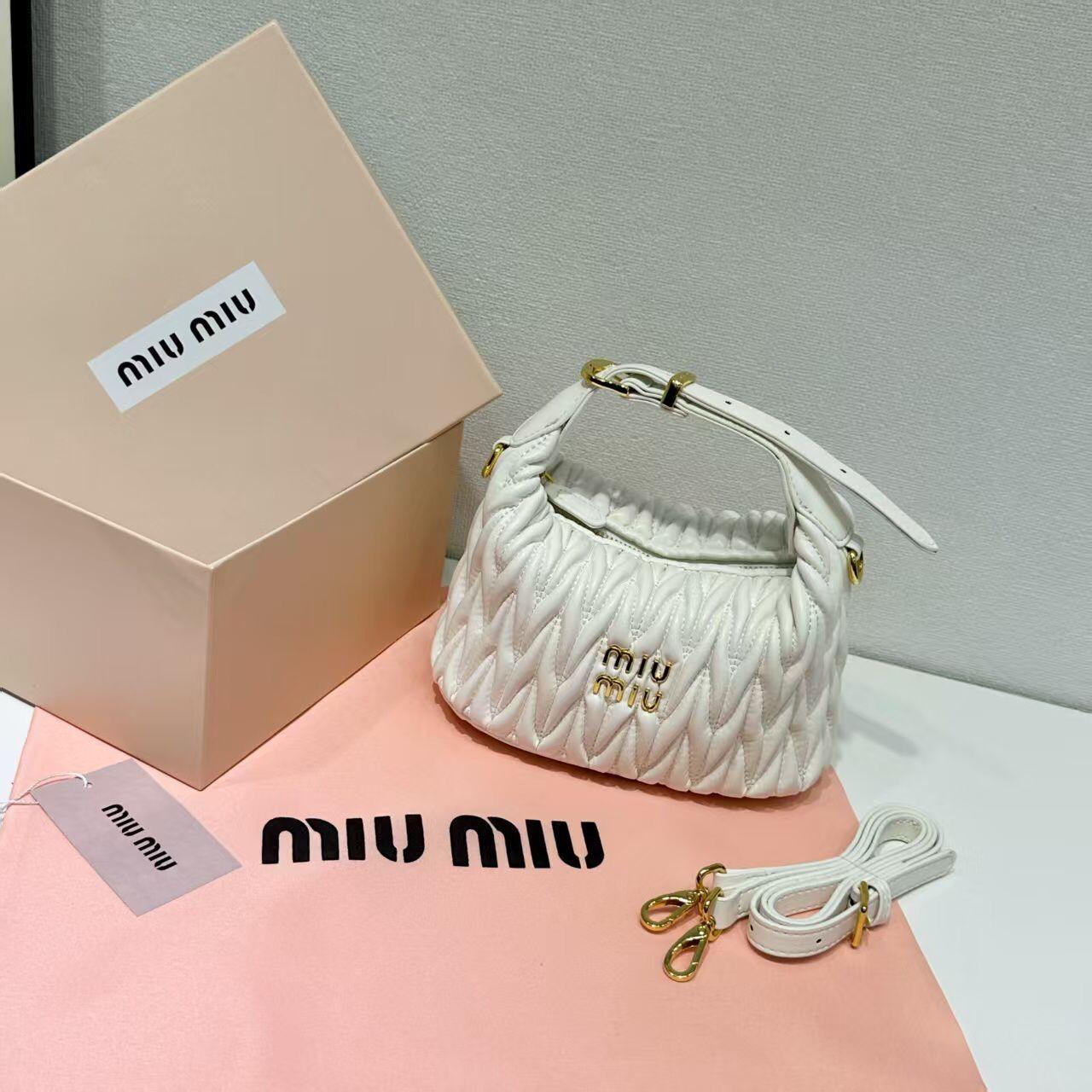 Miu Miu matelassé nappa leather hobo bag